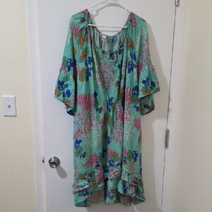 LORALETTE floral Mint Green Boho Dress 26/28